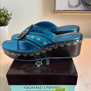 Donald J. Pliner Blue and Black Platform Shoes